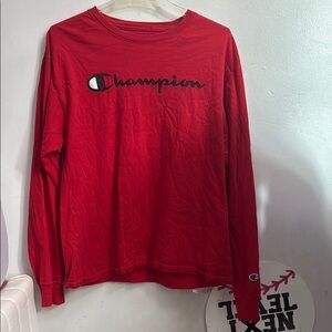 Champion Men's Bold Red Long Sleeve Tee